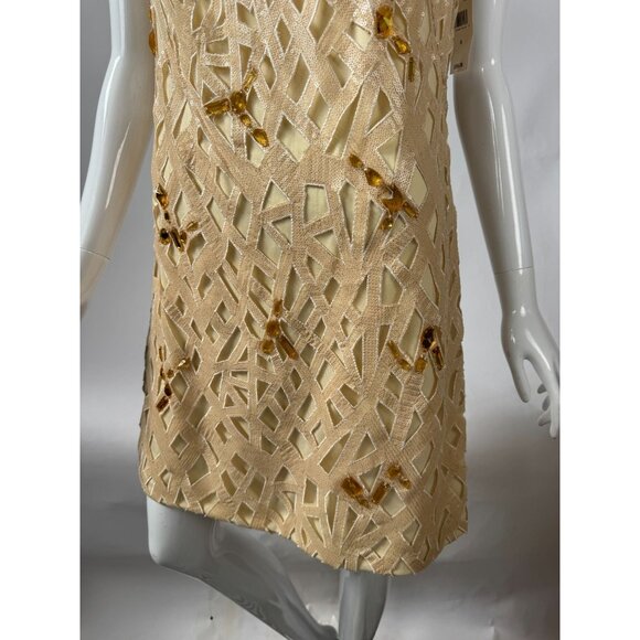 Tadashi Shoji Gold Sequin & Bead Embellished Sleeveless Dress Size 6 NWT - Picture 14 of 16